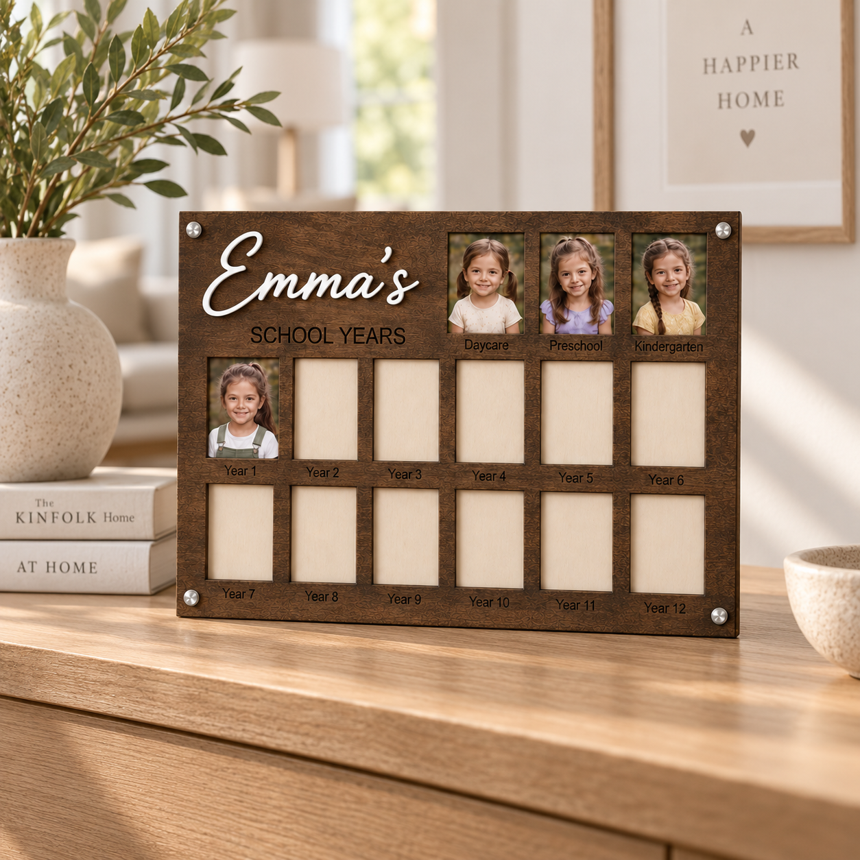 Personalized School Years Photo Frame  | Newborn to 12th Grade Memory Keepsake