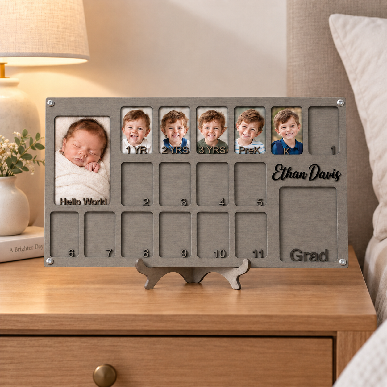 🌱Personalized Birth to Graduation Photo Frame | Custom Name Wooden Baby & School Years Growth Keepsake