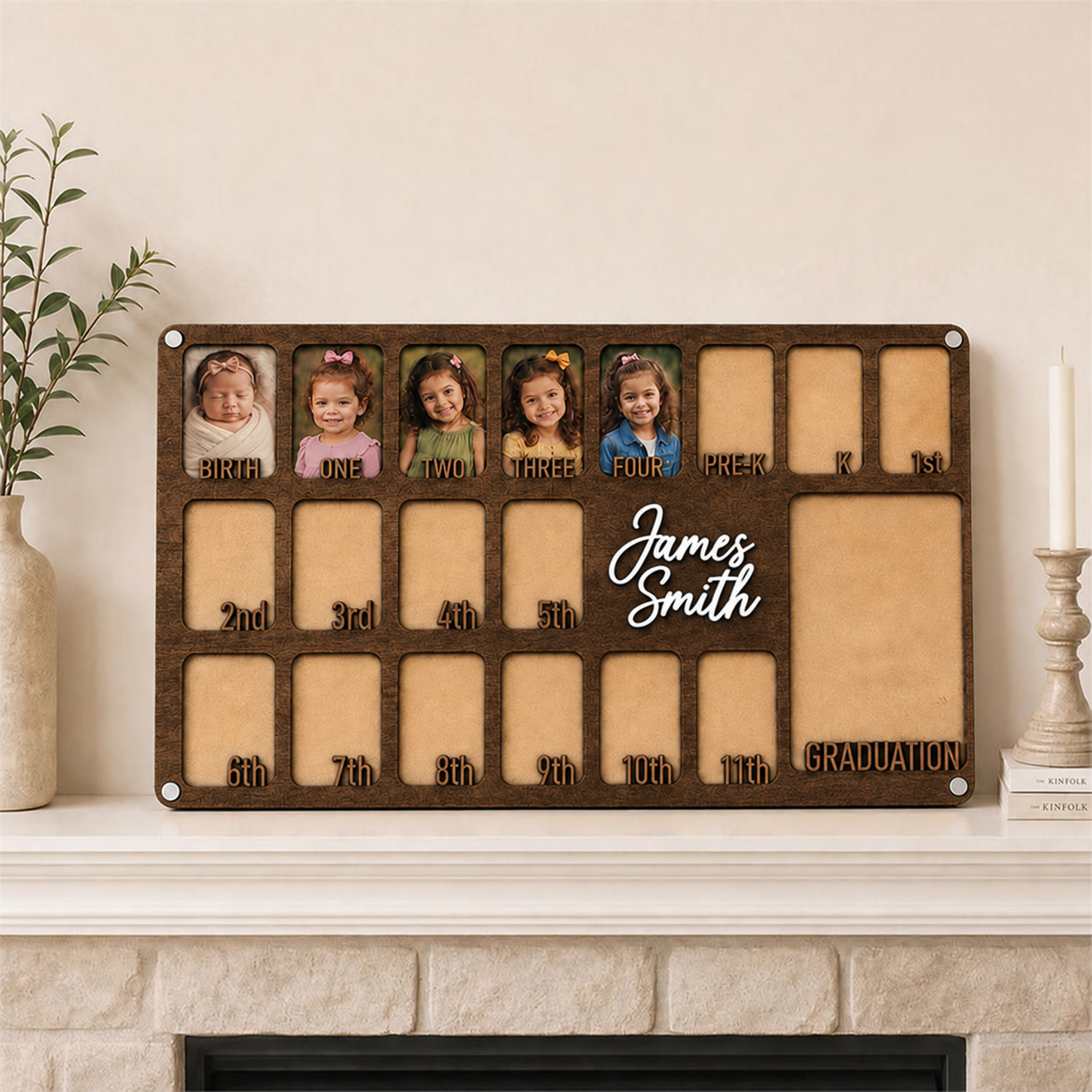 🖼️Personalized School Years Photo Frame  | Birth to Graduation Wooden Keepsake Frame