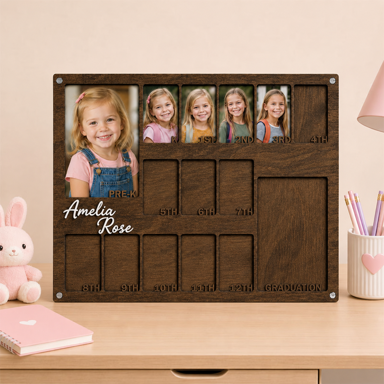 📸Personalized School Years Photo Frame | Pre-K to Graduation Kids Growth Memory Frame, Custom Name Keepsake