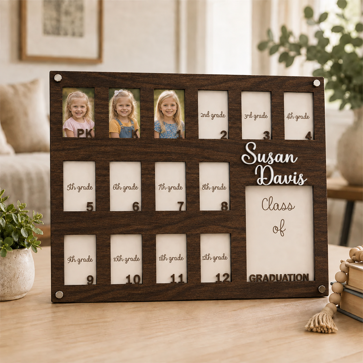 🎓 Personalized School Years Photo Frame | Pre-K to 12th Grade Graduation Memory Frame