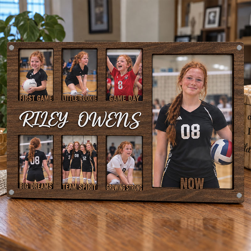 🏐 Personalized Volleyball Growth Photo Frame | Custom From First Game to Now Memory Collage