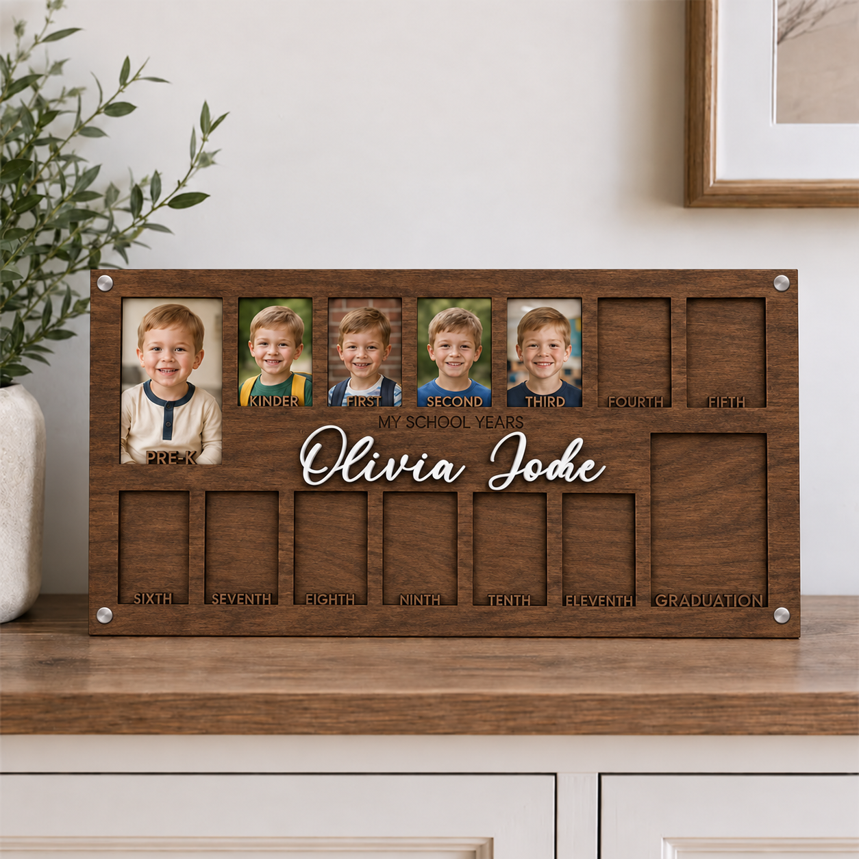 🎓 Personalized School Years Photo Frame | Pre-K to Graduation Childhood Memory Keepsake