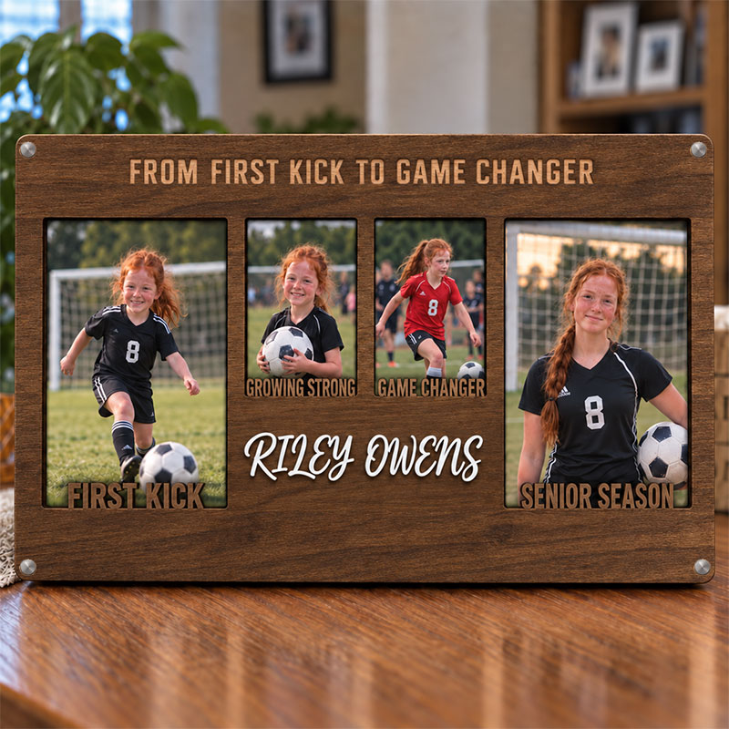 💚Personalized Soccer Growth Photo Frame | From First Kick to Senior Season Custom Name Keepsake