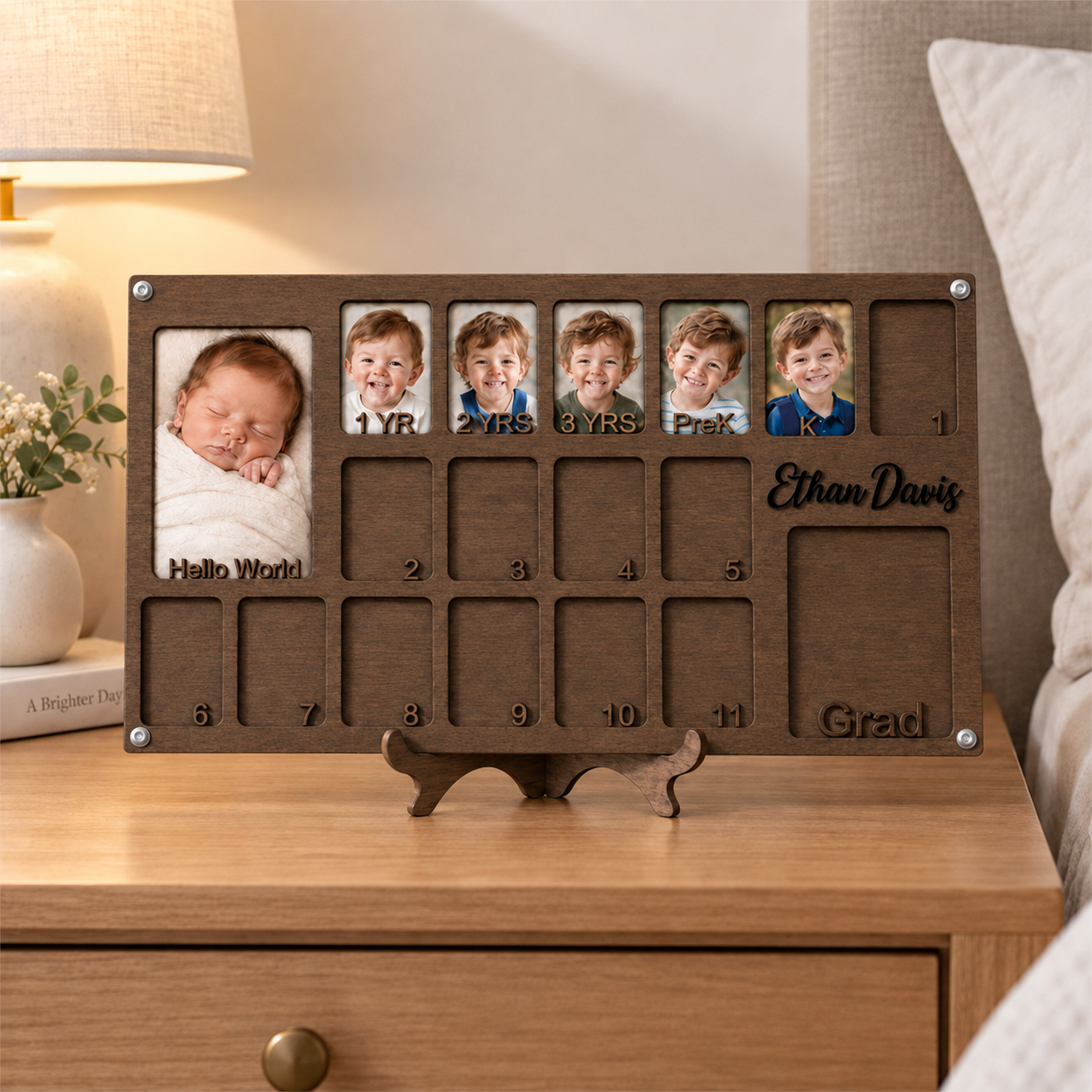 🌱Personalized Birth to Graduation Photo Frame | Custom Name Wooden Baby & School Years Growth Keepsake