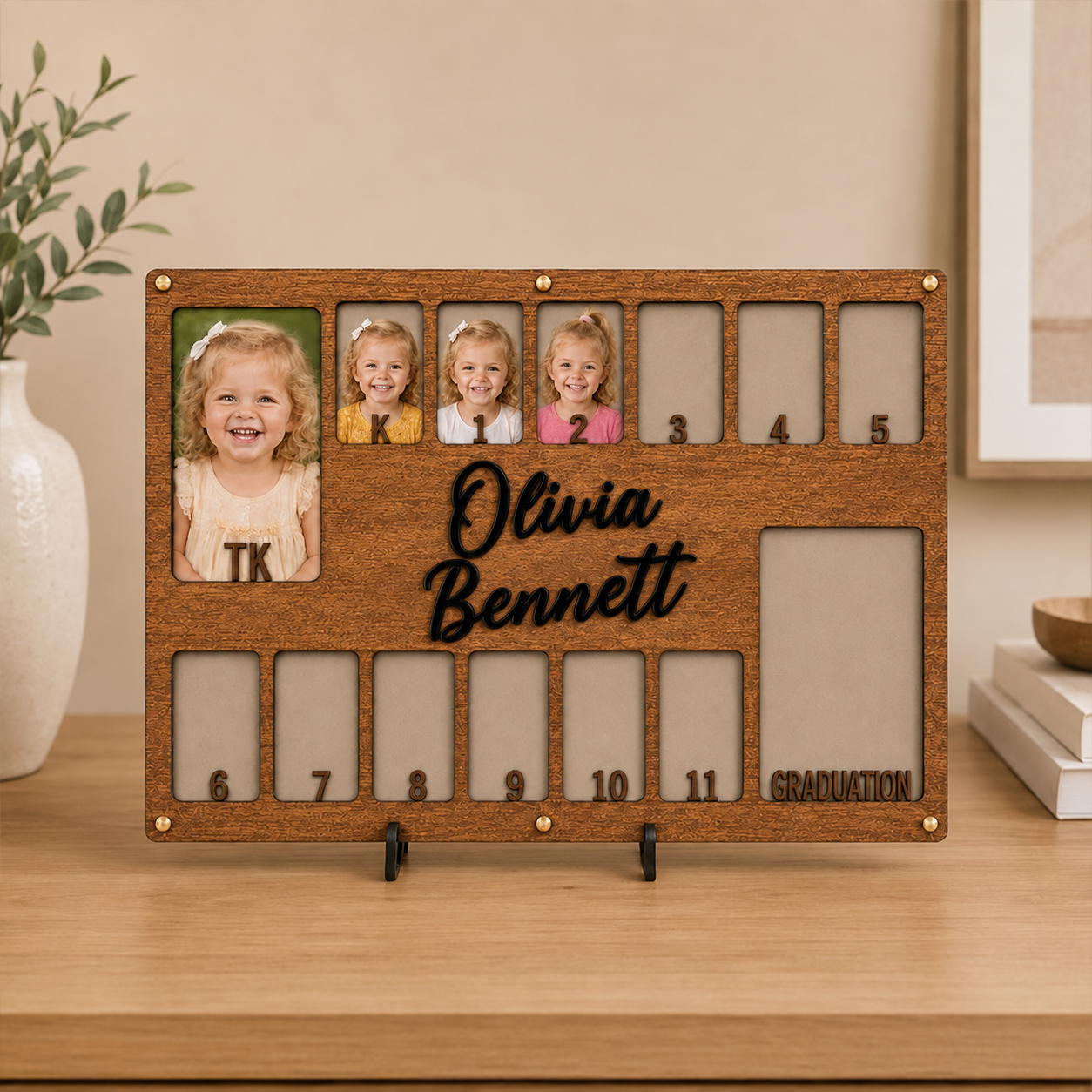 🎓Personalized School Years Photo Frame | TK to Graduation Wooden Keepsake Frame with Custom Name