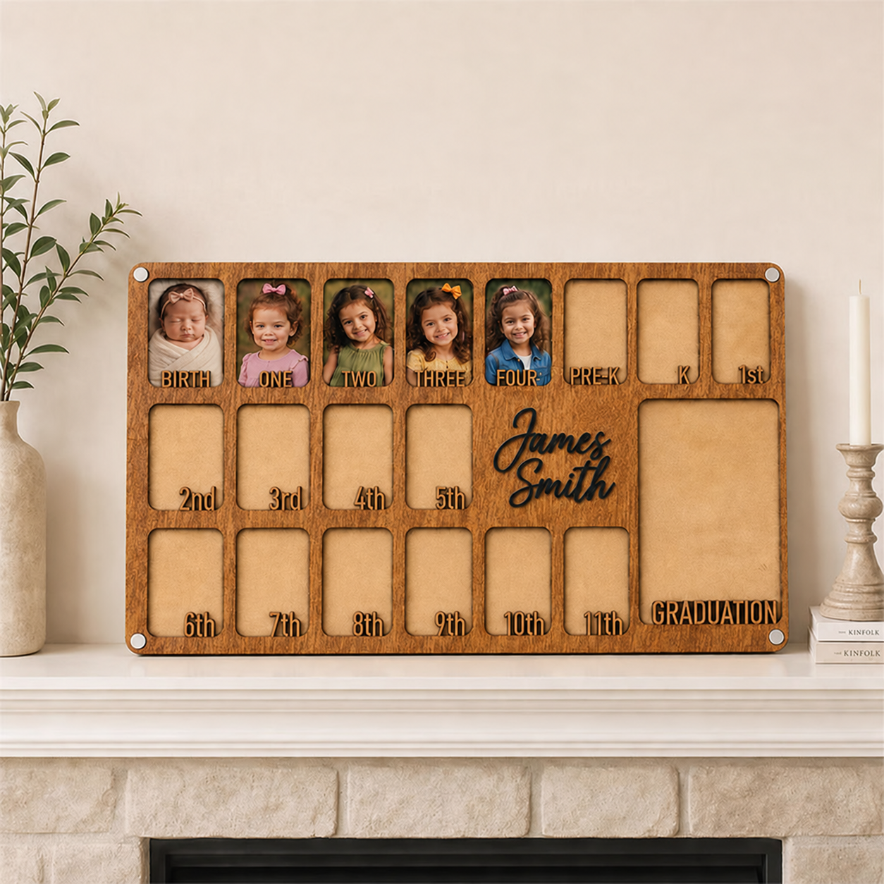 🖼️Personalized School Years Photo Frame  | Birth to Graduation Wooden Keepsake Frame