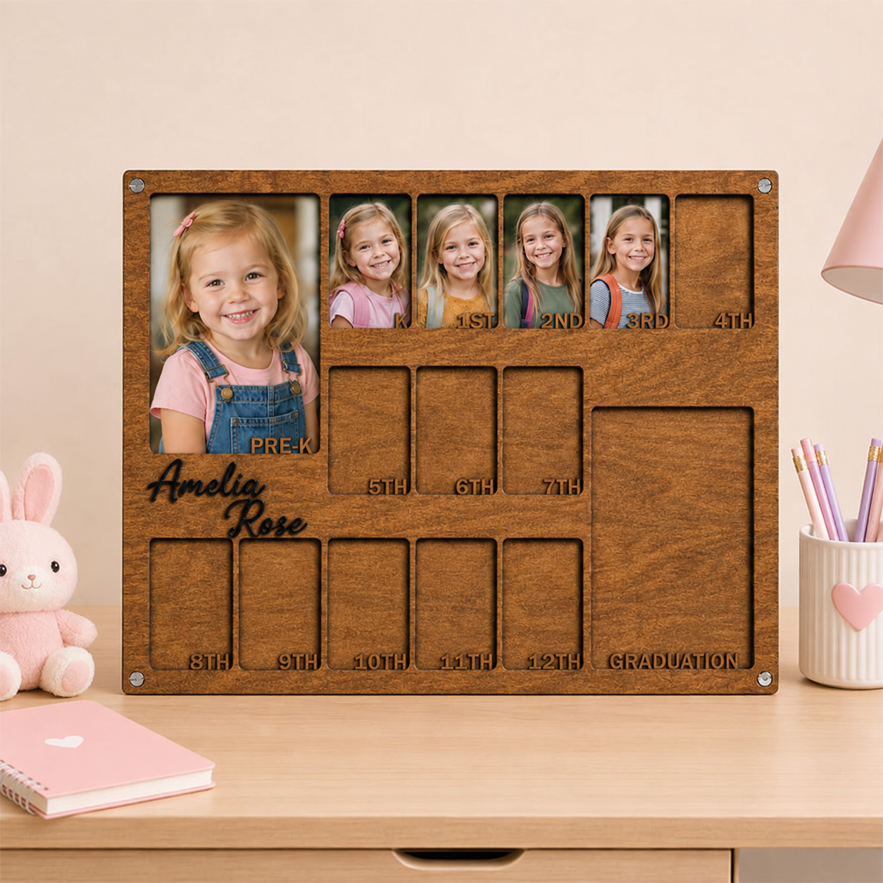 📸Personalized School Years Photo Frame | Pre-K to Graduation Kids Growth Memory Frame, Custom Name Keepsake