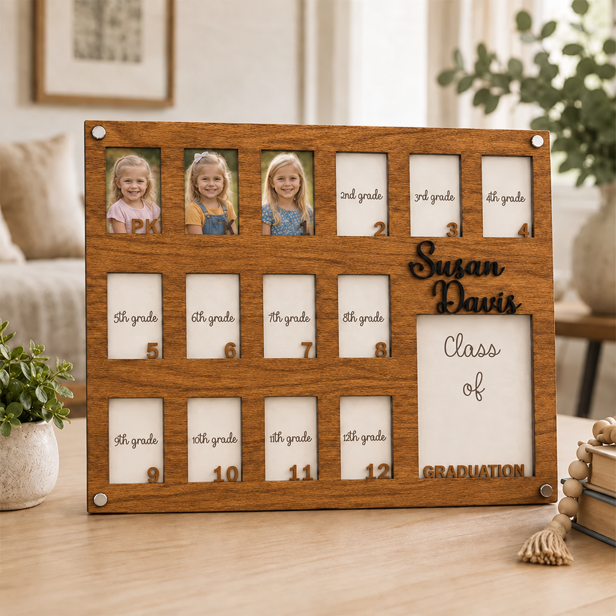 🎓 Personalized School Years Photo Frame | Pre-K to 12th Grade Graduation Memory Frame