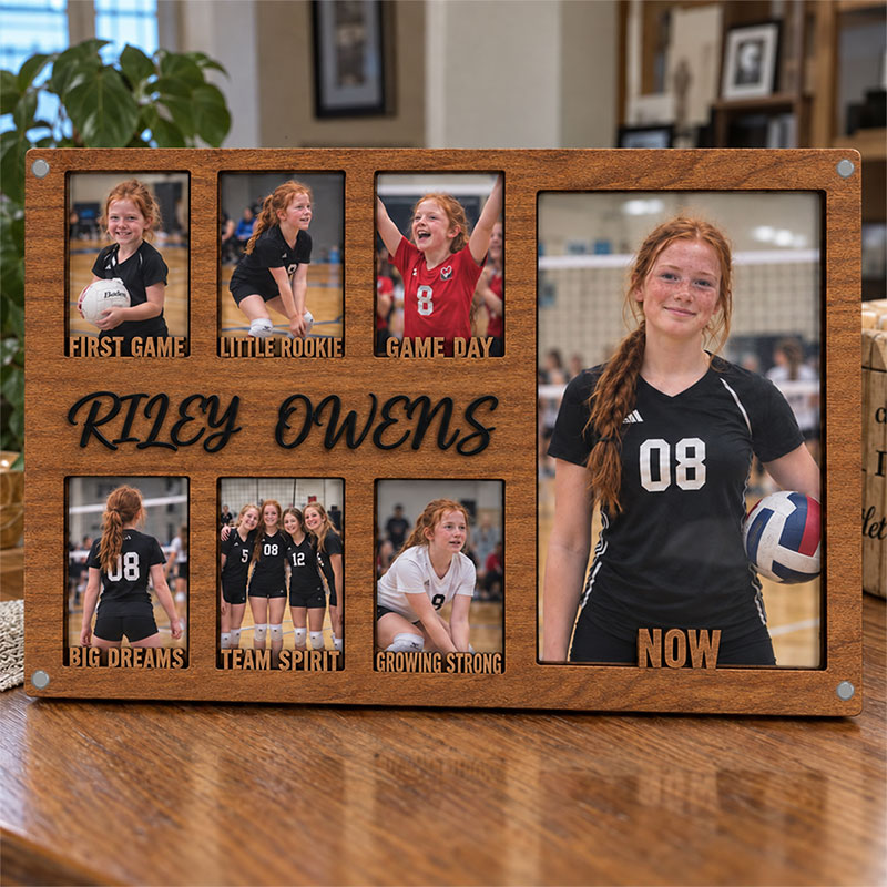 🏐 Personalized Volleyball Growth Photo Frame | Custom From First Game to Now Memory Collage