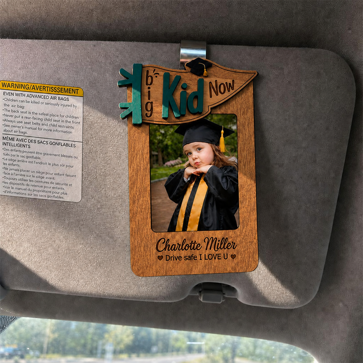 🎓 Personalized Car Visor Photo Frame for Graduation | Custom “Big Kid Now” Kid Picture Ornament