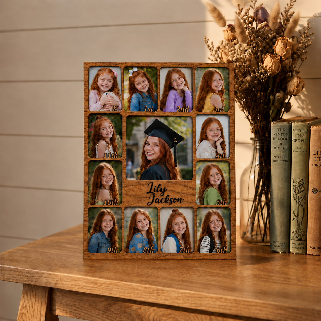 🎓 Personalized Kindergarten-to-Graduation Photo Frame  |   K–12 Childhood Growth Keepsake for Girls & Boys