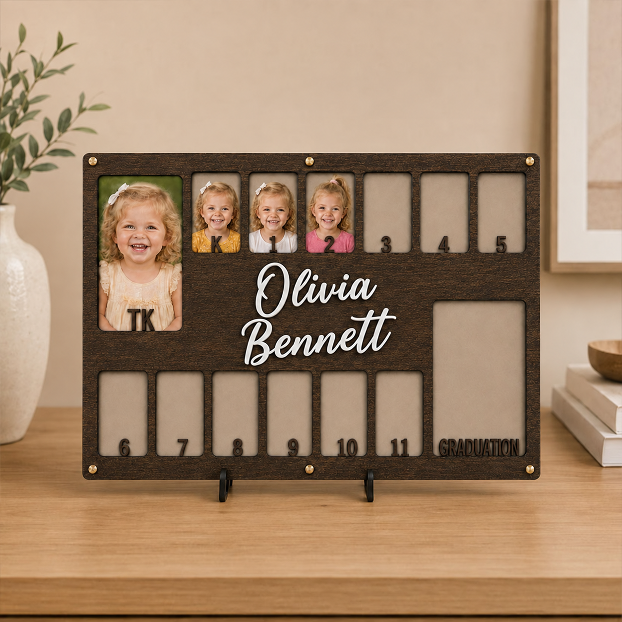 🎓Personalized School Years Photo Frame | TK to Graduation Wooden Keepsake Frame with Custom Name