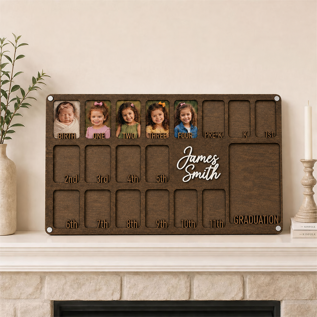 🖼️Personalized School Years Photo Frame  | Birth to Graduation Wooden Keepsake Frame