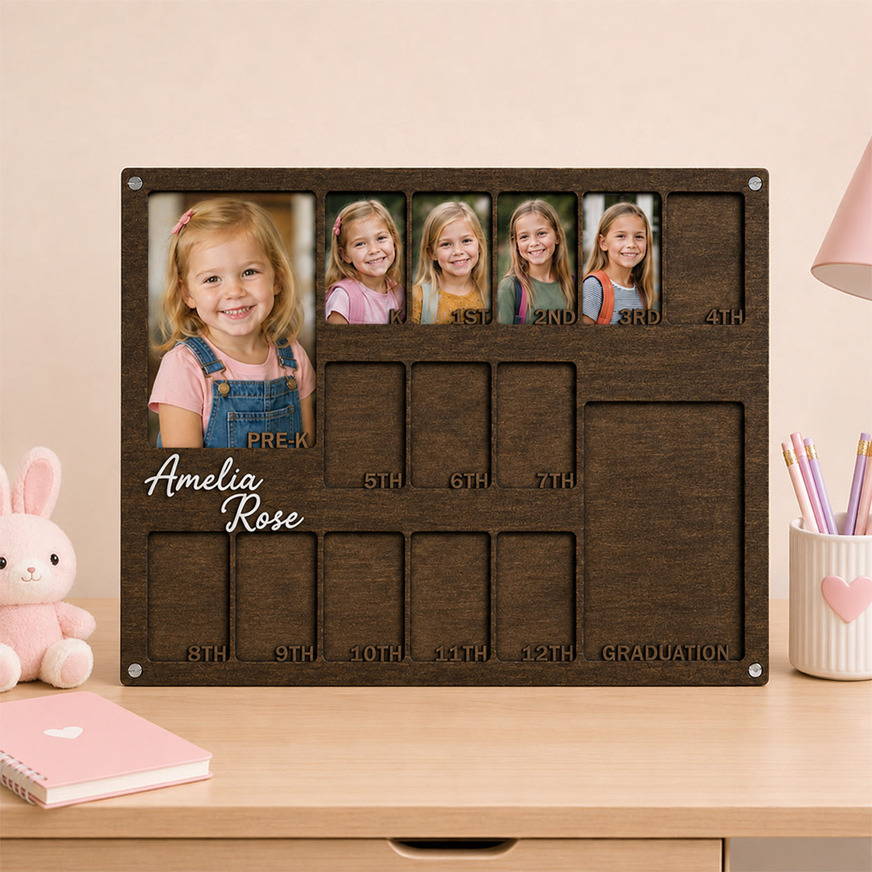 📸Personalized School Years Photo Frame | Pre-K to Graduation Kids Growth Memory Frame, Custom Name Keepsake