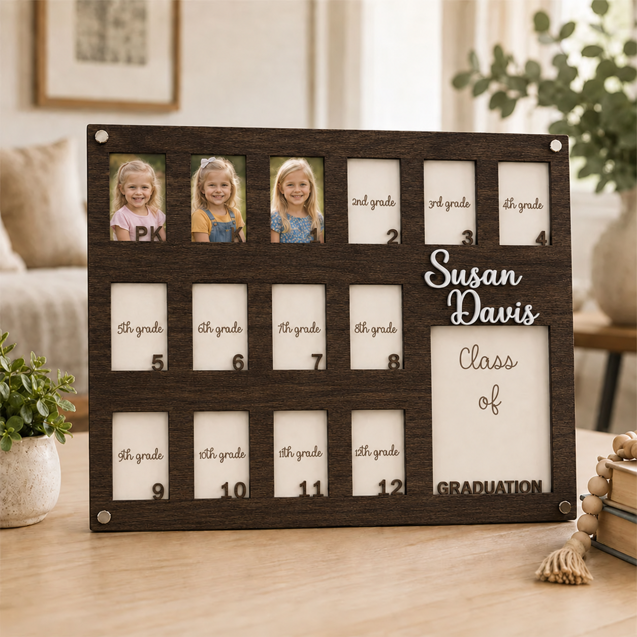 🎓 Personalized School Years Photo Frame | Pre-K to 12th Grade Graduation Memory Frame