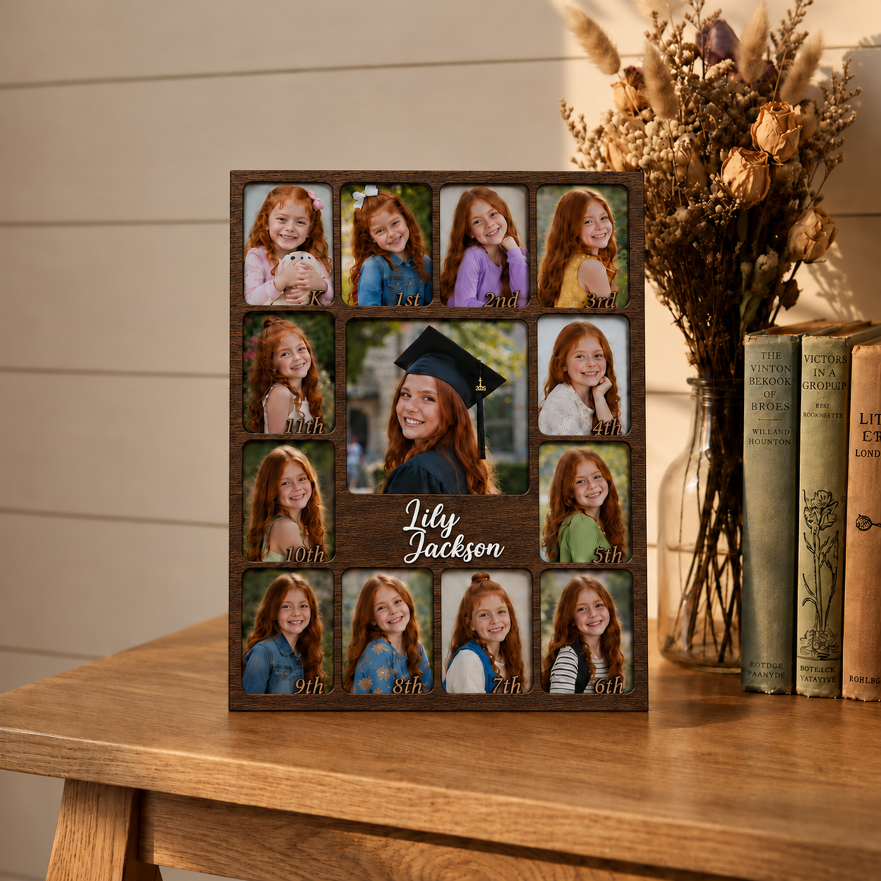 🎓 Personalized Kindergarten-to-Graduation Photo Frame  |   K–12 Childhood Growth Keepsake for Girls & Boys