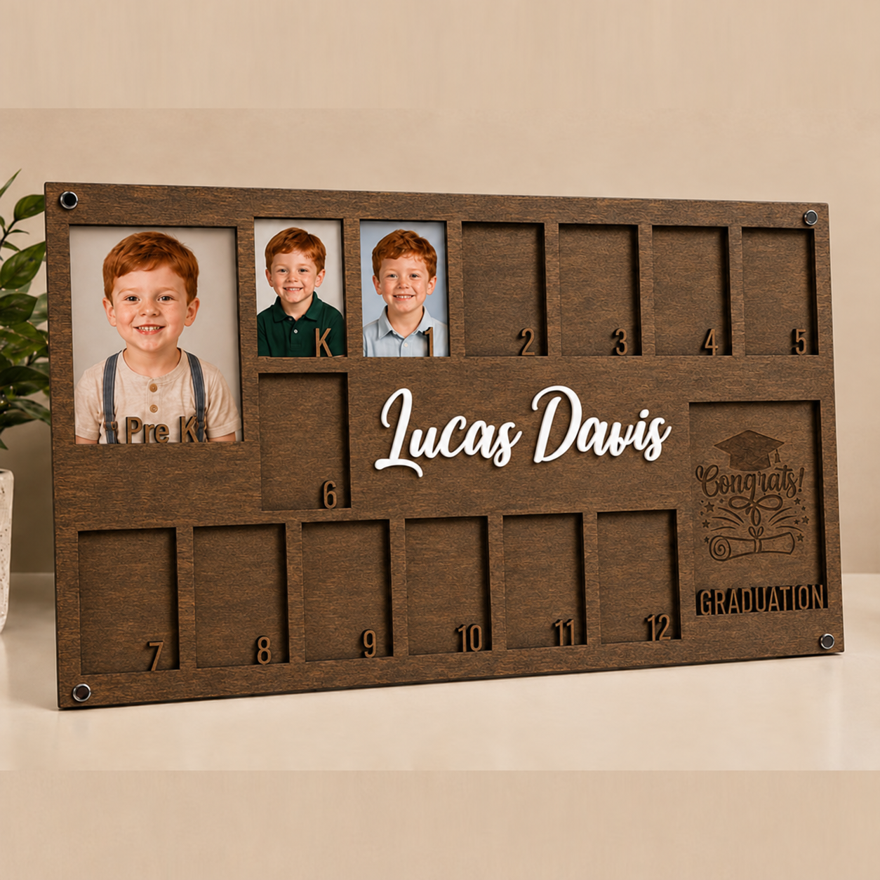 🎓Personalized School Years Photo Frame | Pre-K to 12th Grade Wooden Growth Keepsake with Custom Name