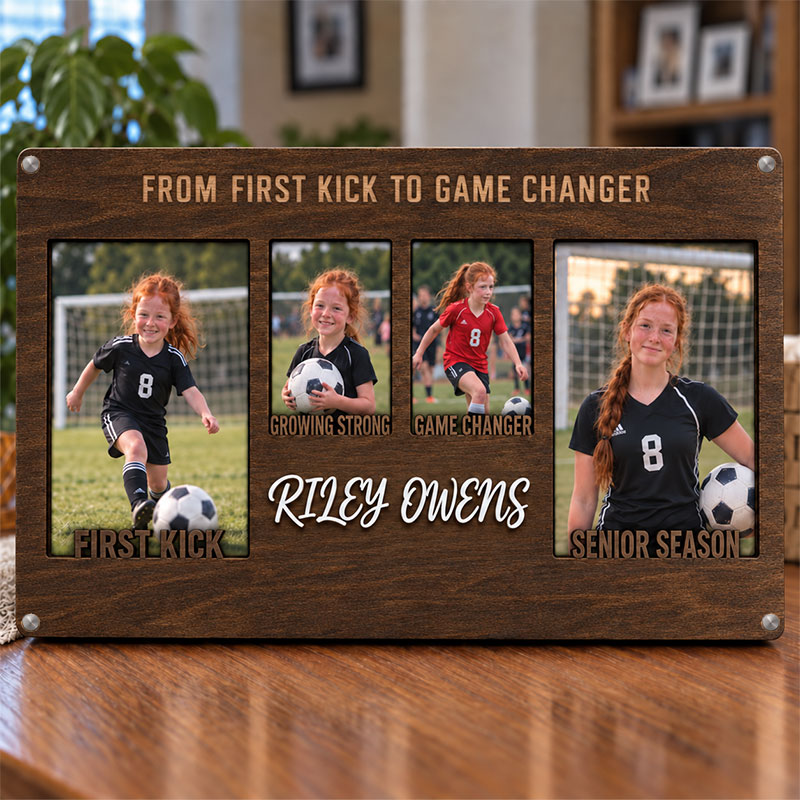 💚Personalized Soccer Growth Photo Frame | From First Kick to Senior Season Custom Name Keepsake
