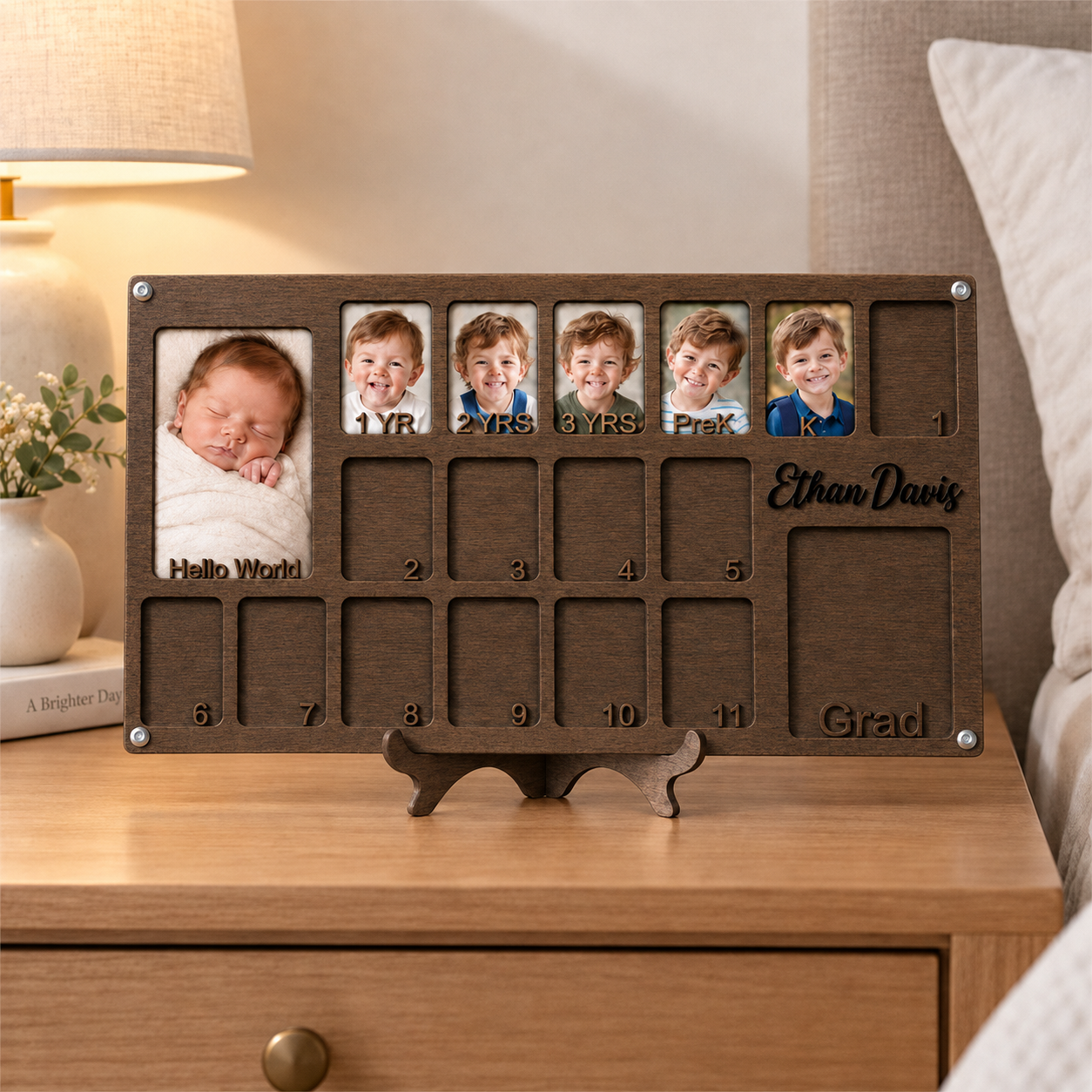🌱Personalized Birth to Graduation Photo Frame | Custom Name Wooden Baby & School Years Growth Keepsake