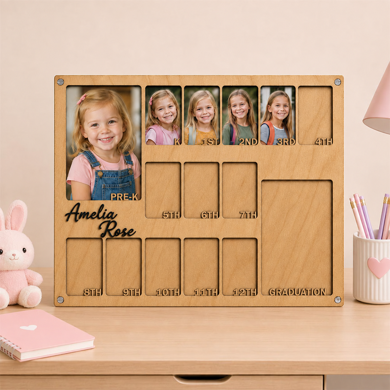 📸Personalized School Years Photo Frame | Pre-K to Graduation Kids Growth Memory Frame, Custom Name Keepsake