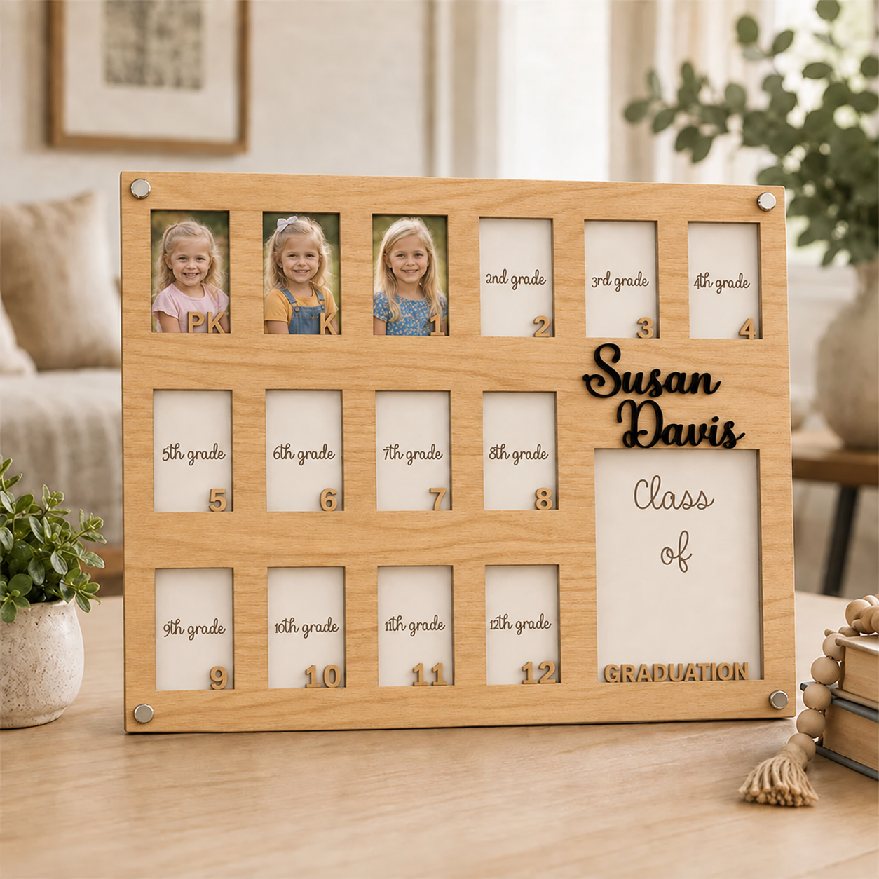 🎓 Personalized School Years Photo Frame | Pre-K to 12th Grade Graduation Memory Frame