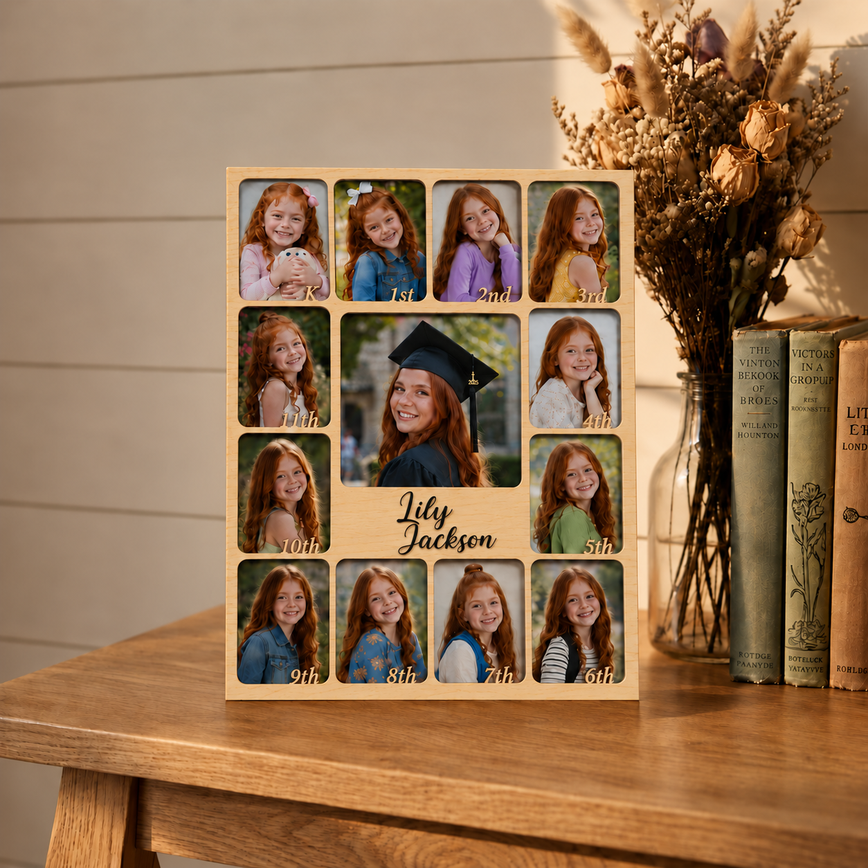 🎓 Personalized Kindergarten-to-Graduation Photo Frame  |   K–12 Childhood Growth Keepsake for Girls & Boys