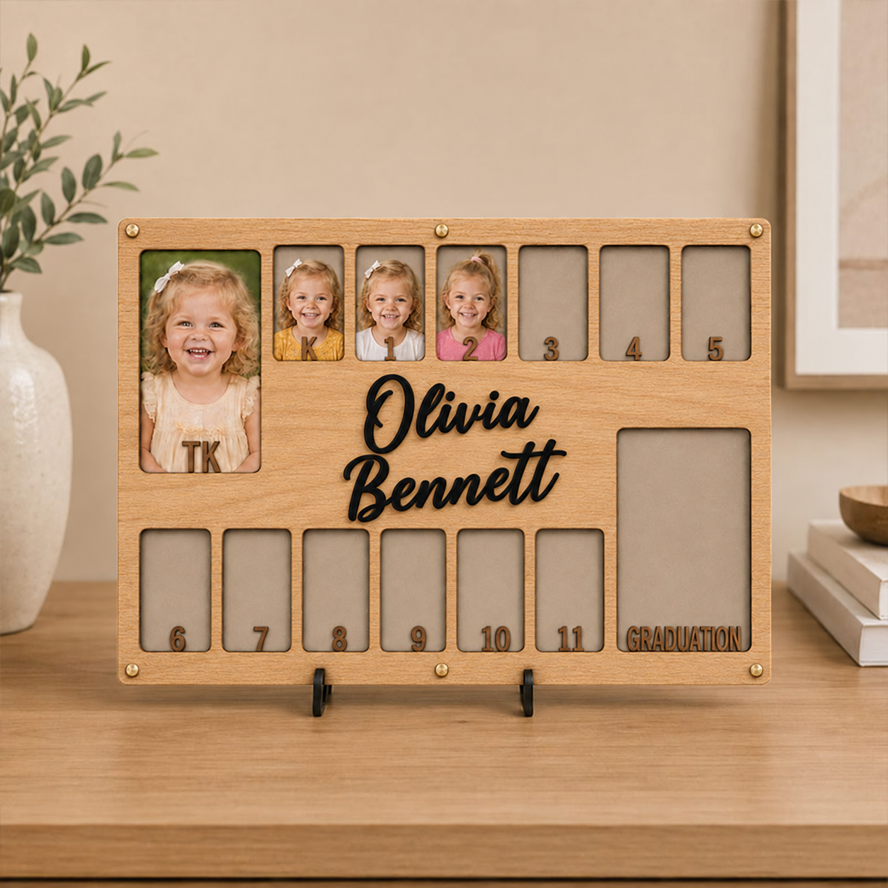 🎓Personalized School Years Photo Frame | TK to Graduation Wooden Keepsake Frame with Custom Name