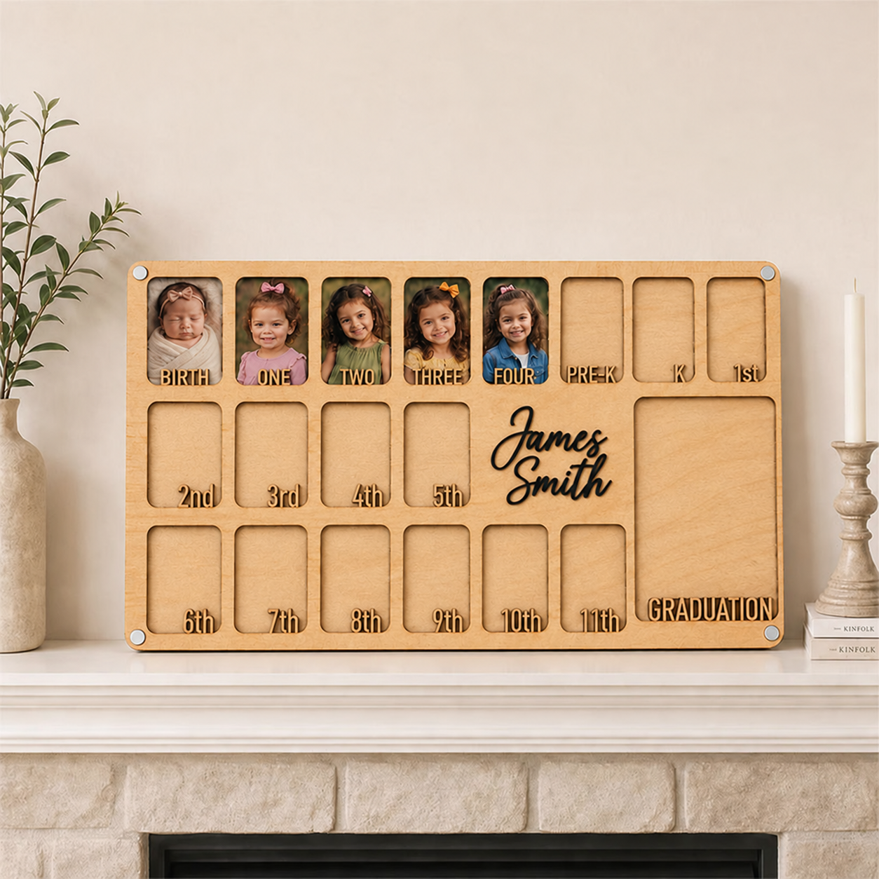 🖼️Personalized School Years Photo Frame  | Birth to Graduation Wooden Keepsake Frame