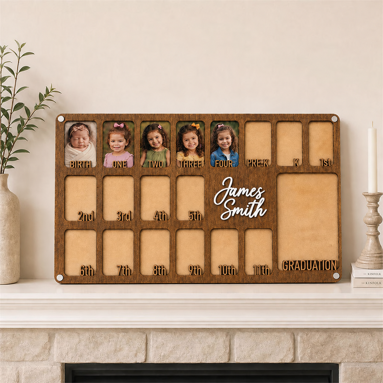 🖼️Personalized School Years Photo Frame  | Birth to Graduation Wooden Keepsake Frame