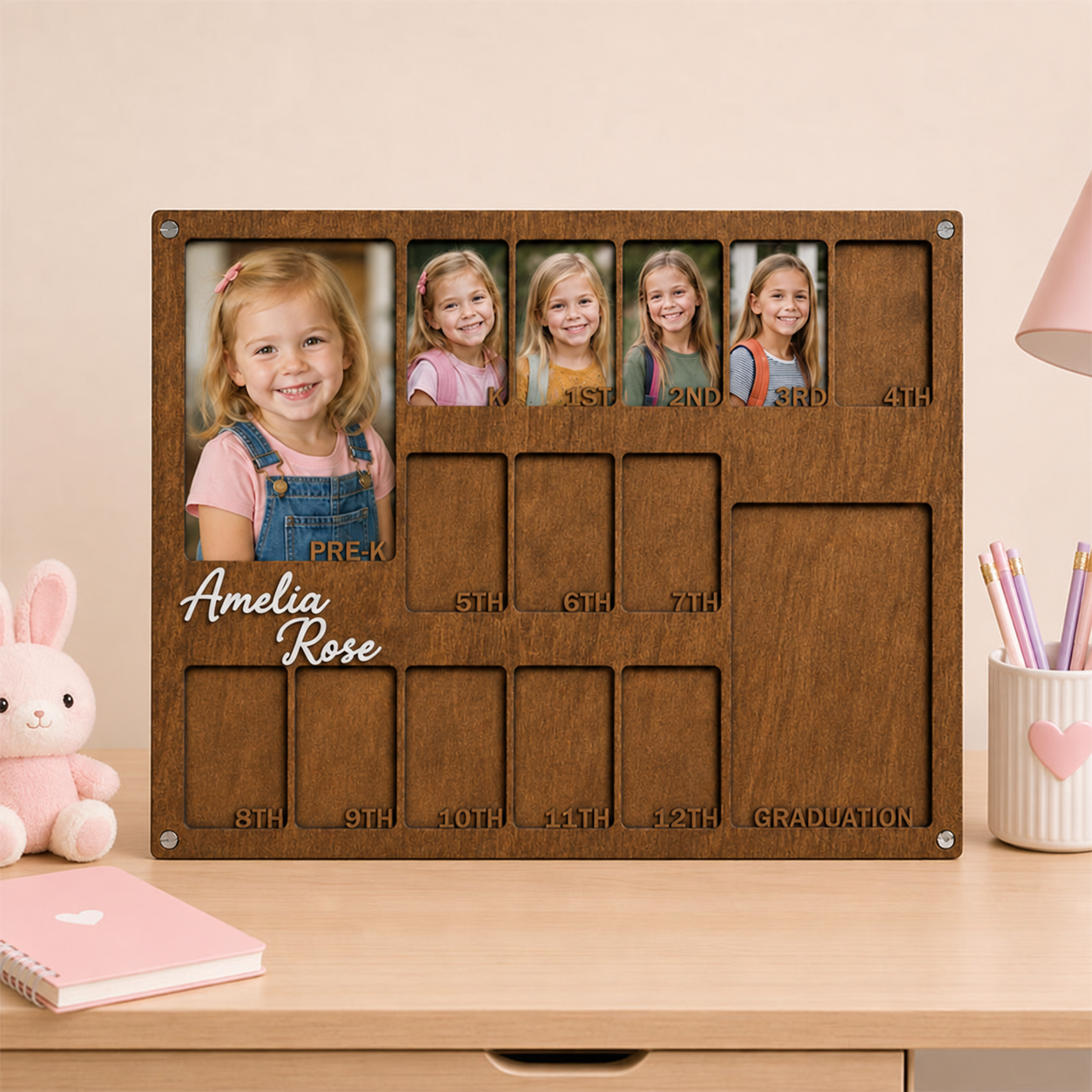 📸Personalized School Years Photo Frame | Pre-K to Graduation Kids Growth Memory Frame, Custom Name Keepsake
