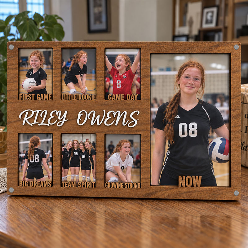🏐 Personalized Volleyball Growth Photo Frame | Custom From First Game to Now Memory Collage