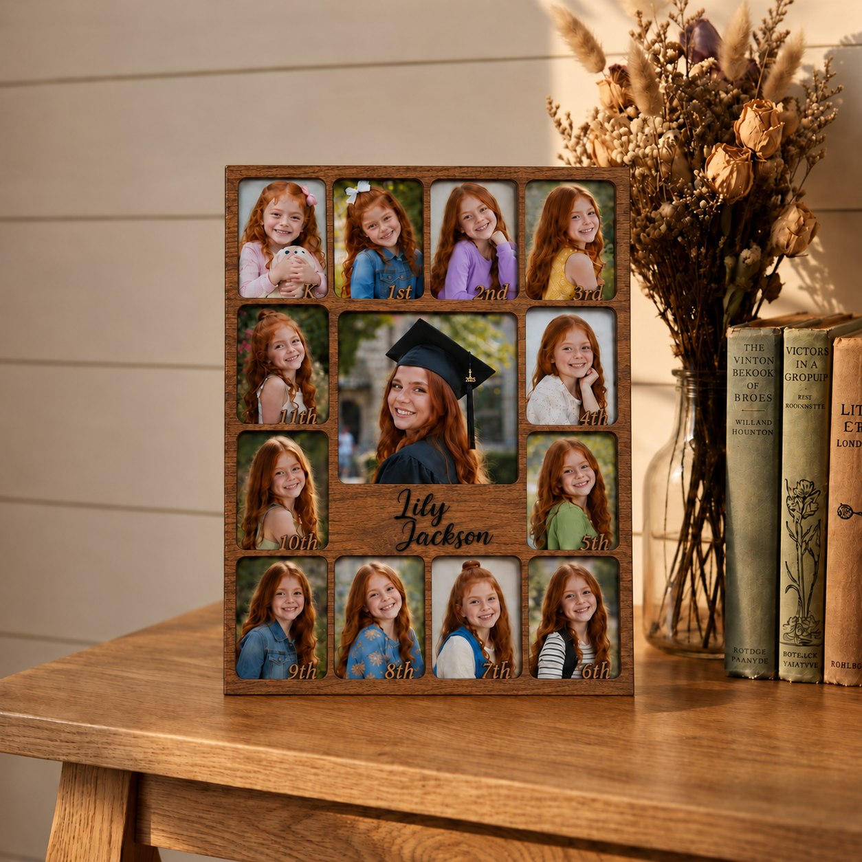 🎓 Personalized Kindergarten-to-Graduation Photo Frame  |   K–12 Childhood Growth Keepsake for Girls & Boys