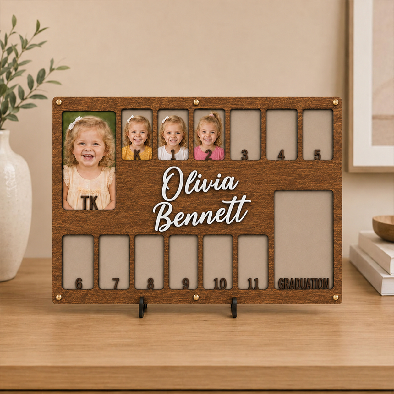 🎓Personalized School Years Photo Frame | TK to Graduation Wooden Keepsake Frame with Custom Name
