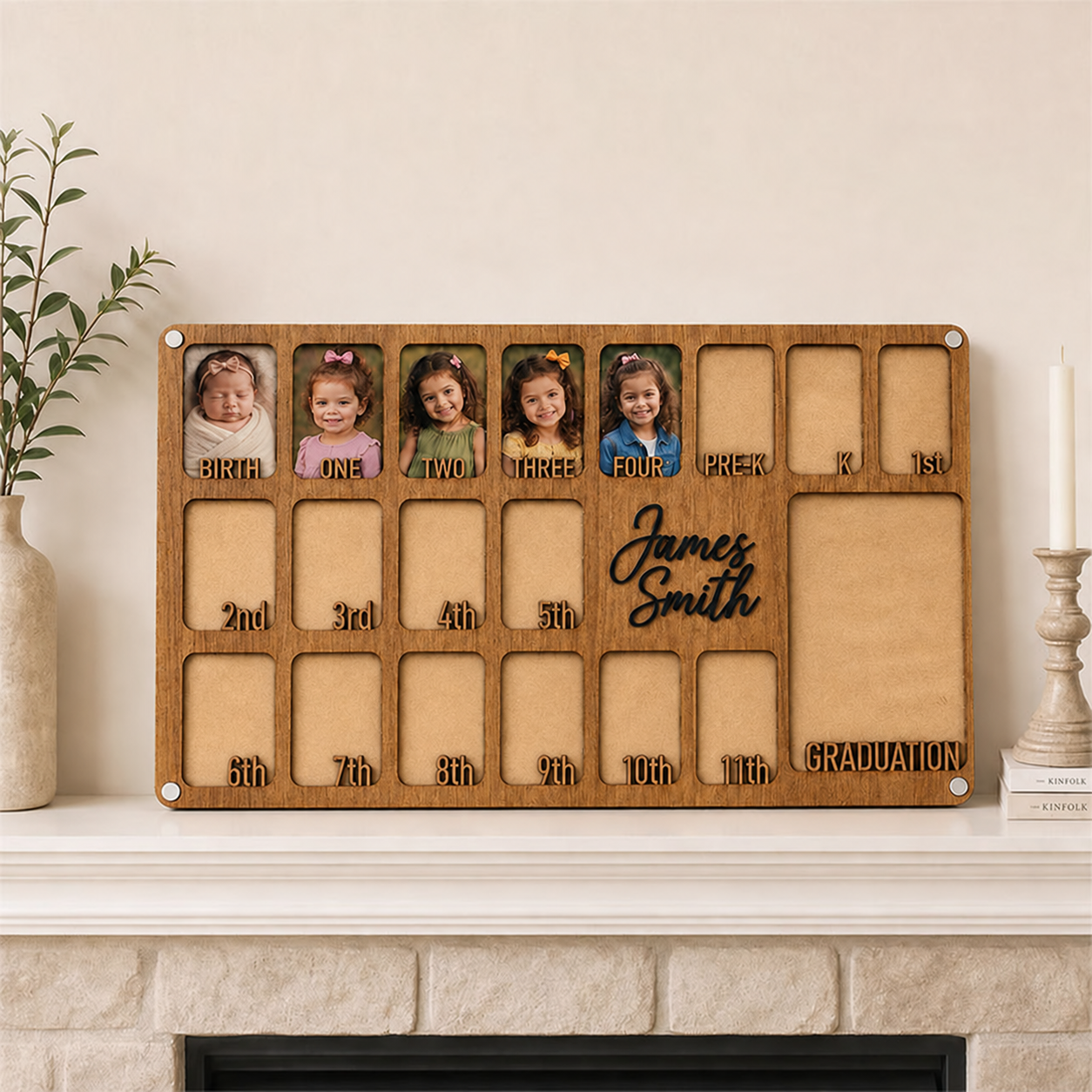 🖼️Personalized School Years Photo Frame  | Birth to Graduation Wooden Keepsake Frame