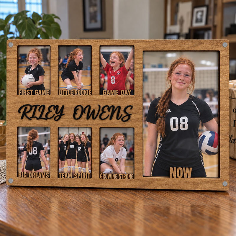 🏐 Personalized Volleyball Growth Photo Frame | Custom From First Game to Now Memory Collage