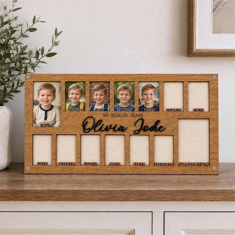 🎓 Personalized School Years Photo Frame | Pre-K to Graduation Childhood Memory Keepsake