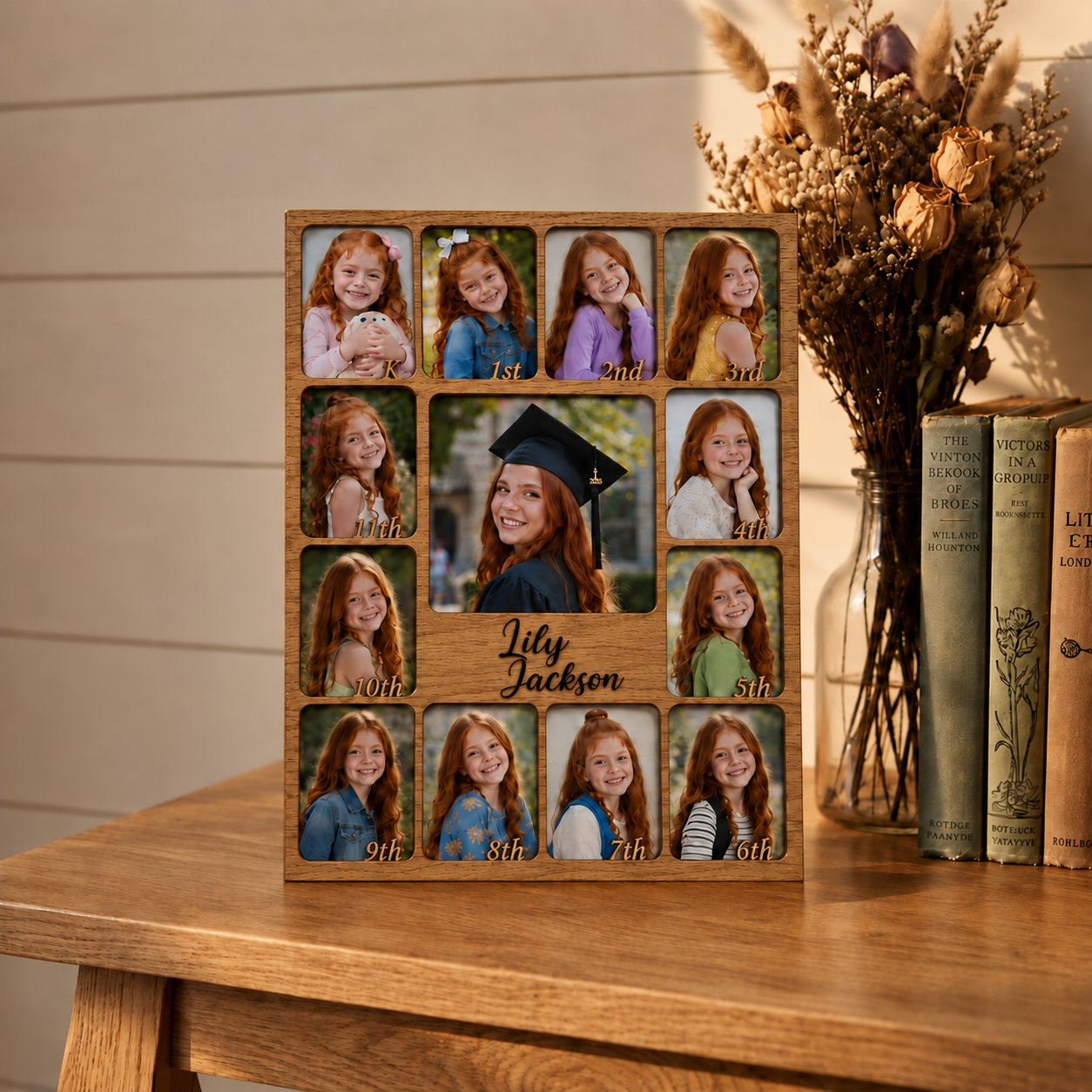 🎓 Personalized Kindergarten-to-Graduation Photo Frame  |   K–12 Childhood Growth Keepsake for Girls & Boys
