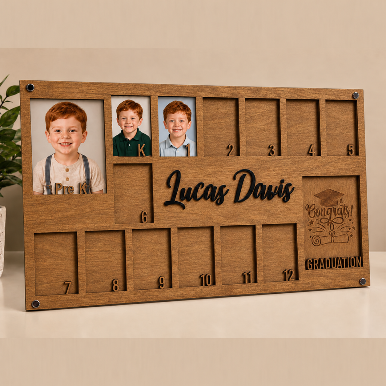 🎓Personalized School Years Photo Frame | Pre-K to 12th Grade Wooden Growth Keepsake with Custom Name