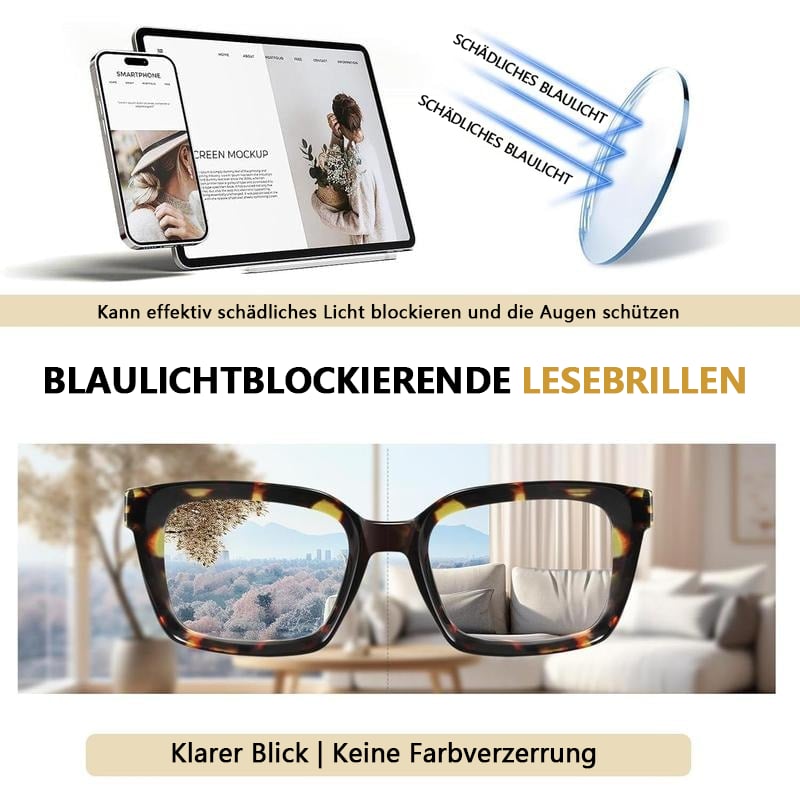 👓3er-Pack Schildpatt-Lesebrillen – Blaulichtblockierende, übergroße quadratische Lesebrillen