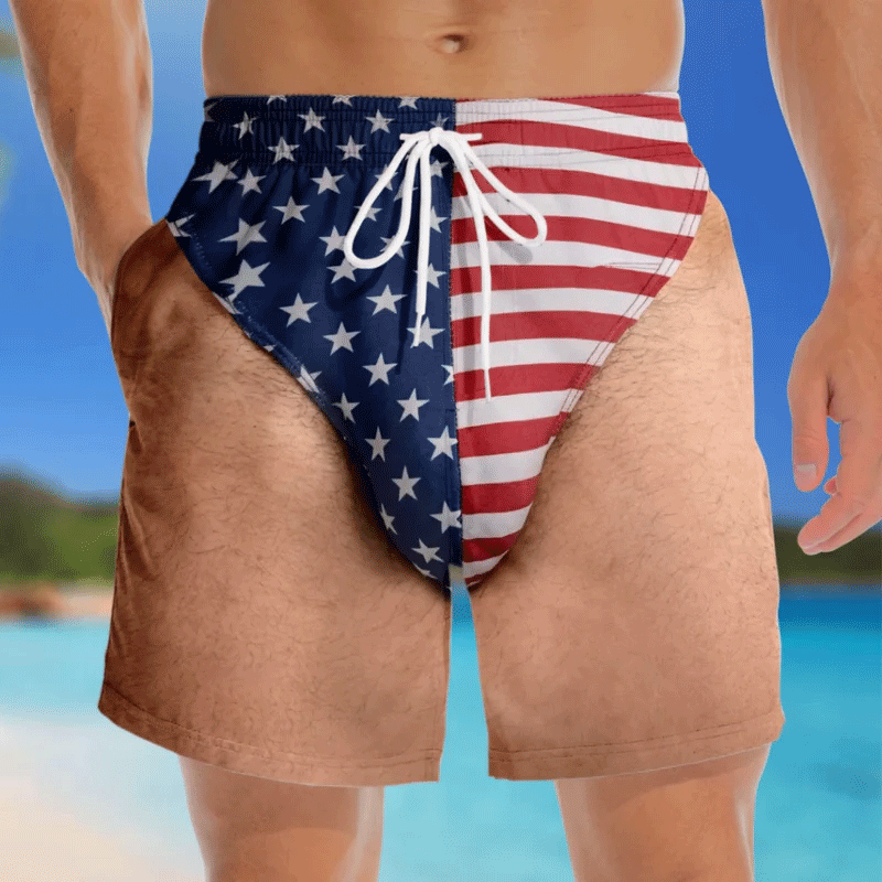 🔥Last Day 60% OFF🌟Custom Funny Patriotic Men Swim Trunks