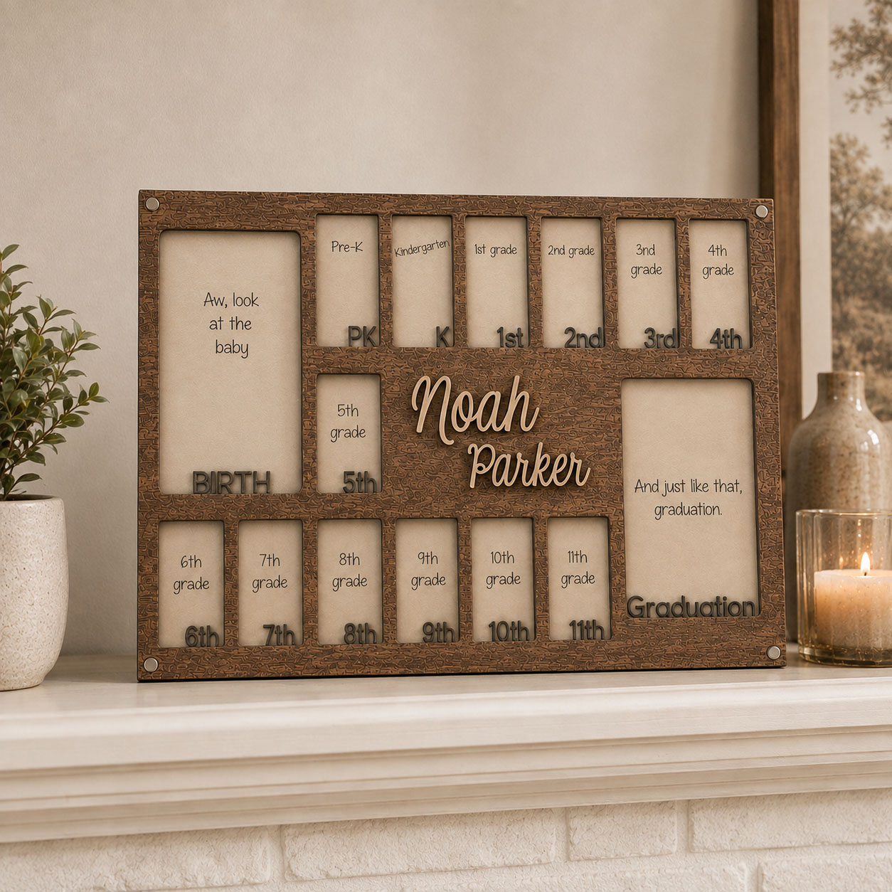 🎓Personalized School Years Photo Frame  |  Birth to Graduation Memory Display with Custom Name