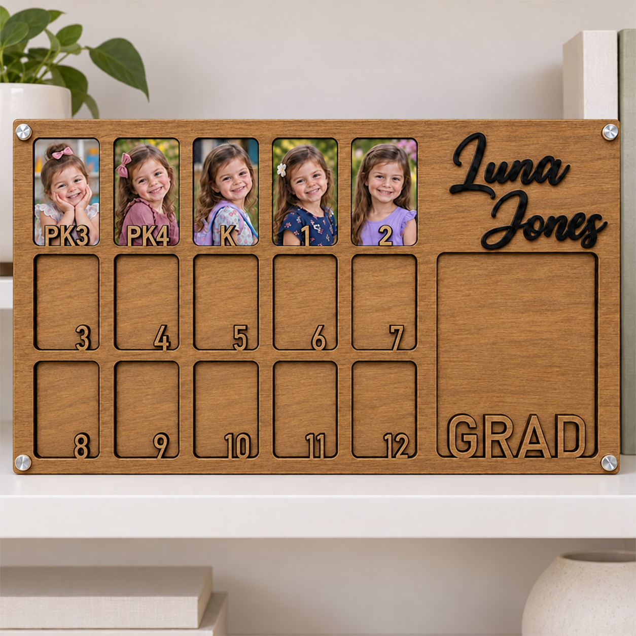 🌷Personalized Preschool to Graduation Photo Frame | PK3 PK4 Kindergarten to 12th Grade Growth Picture Frame