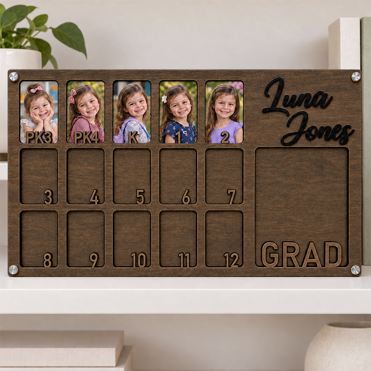 🌷Personalized Preschool to Graduation Photo Frame | PK3 PK4 Kindergarten to 12th Grade Growth Picture Frame