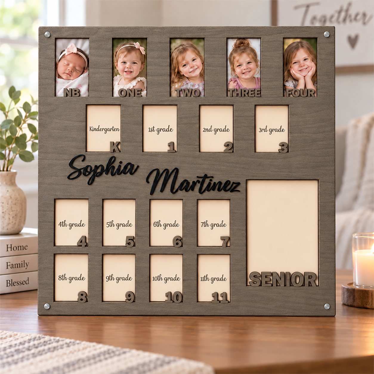 🌟Personalized Birth to Senior Year Photo Frame | Custom Name  Childhood Growth Keepsake