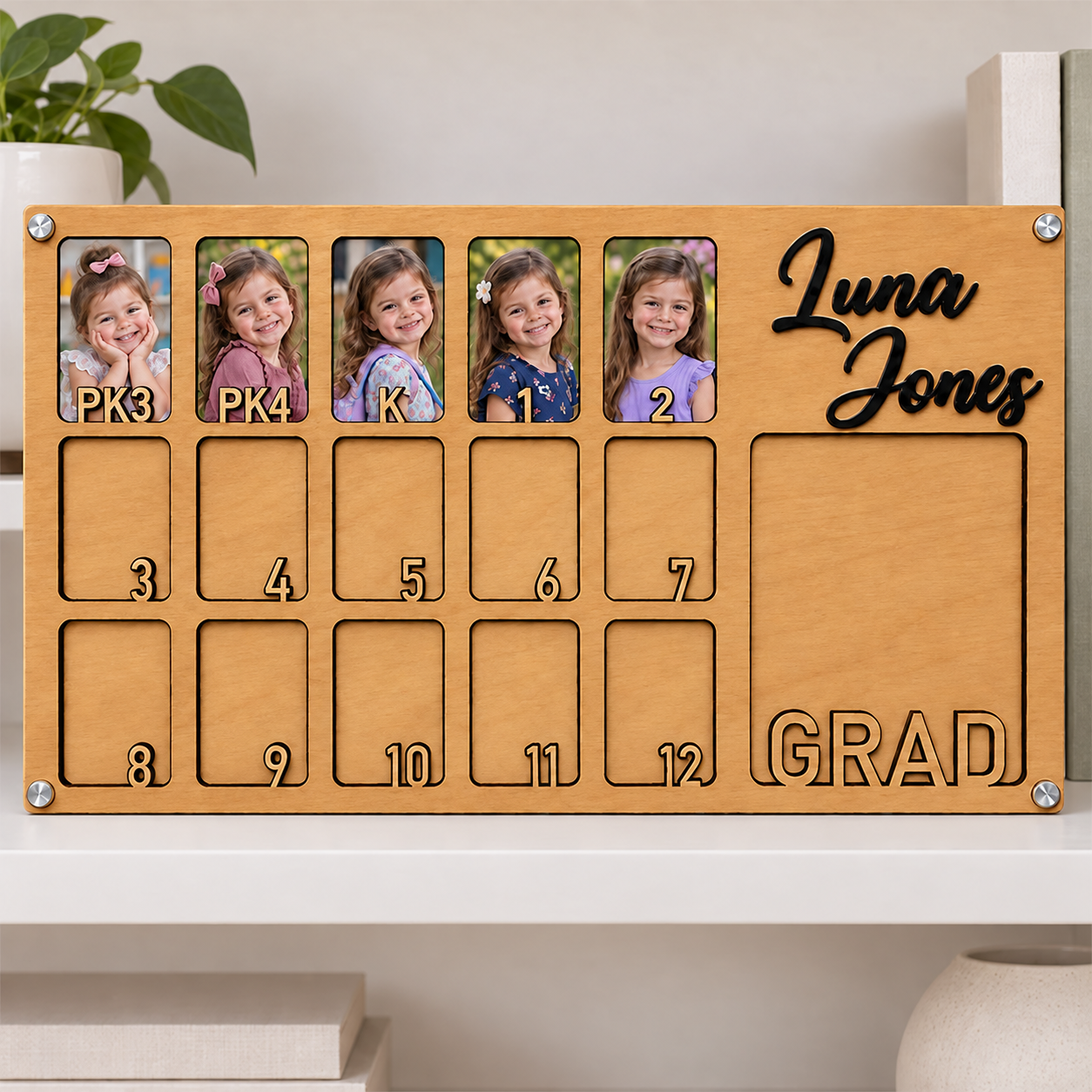 🌷Personalized Preschool to Graduation Photo Frame | PK3 PK4 Kindergarten to 12th Grade Growth Picture Frame