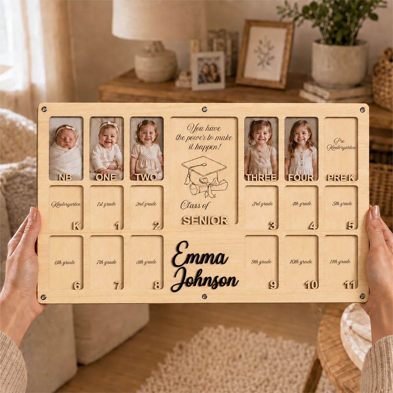 🎓 Personalized School Years Photo Frame | Newborn to Graduation Memory Keepsake