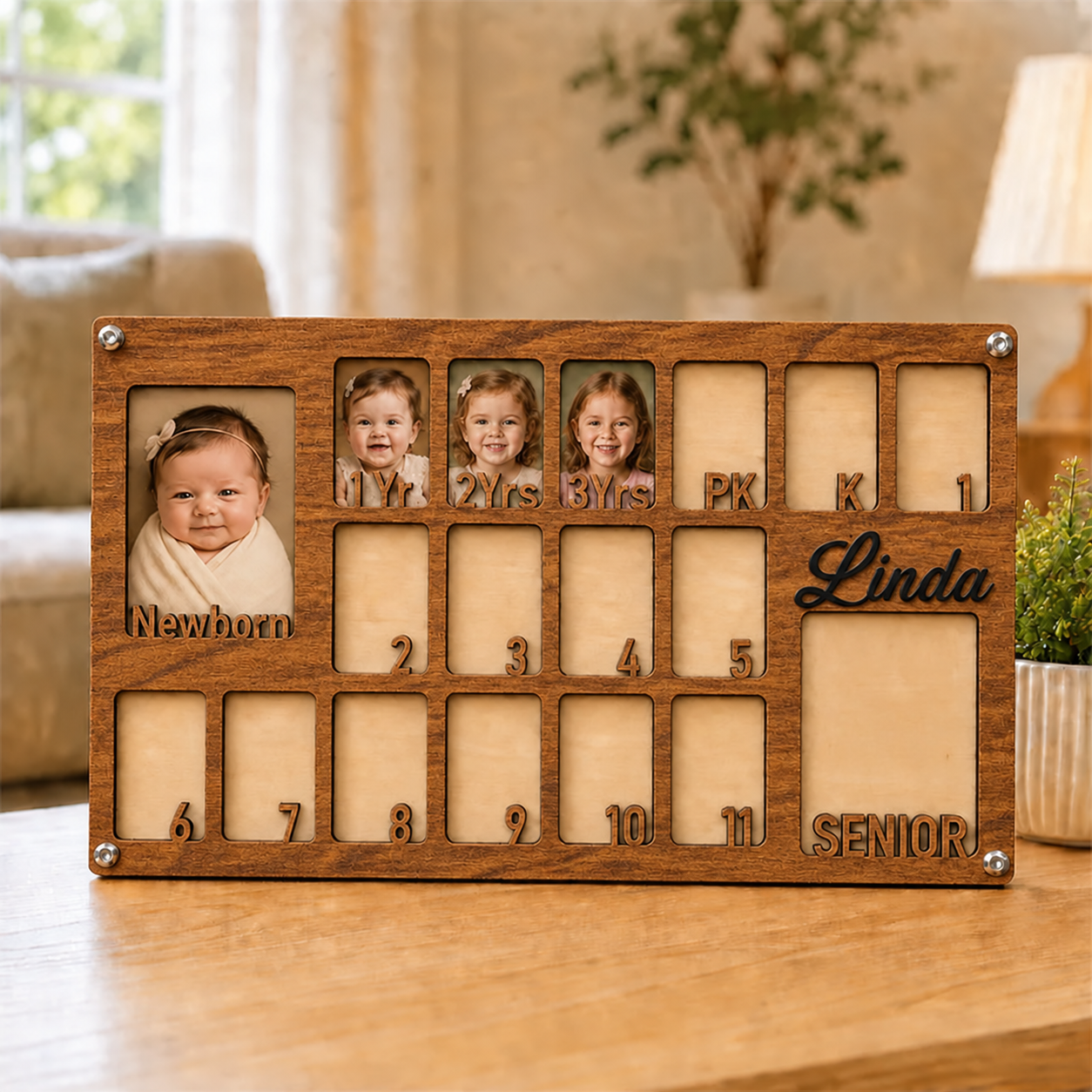 🧸Personalized Baby-to-Senior School Years Photo Frame | Newborn to Graduation Memory Keepsake