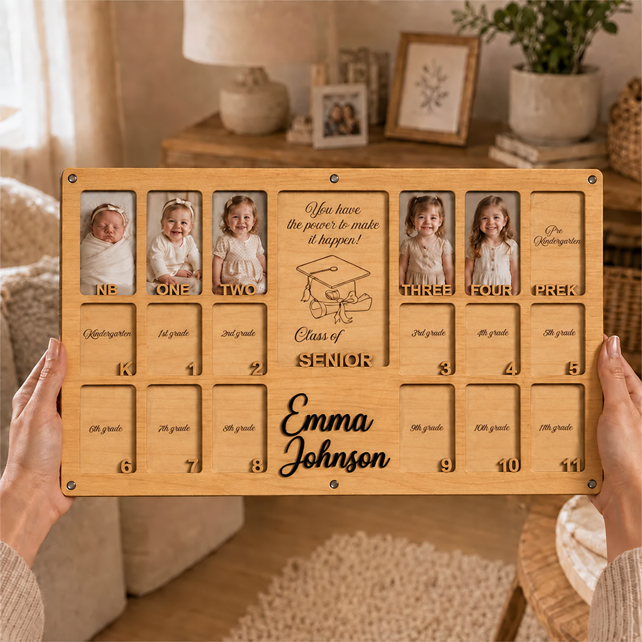 🎓 Personalized School Years Photo Frame | Newborn to Graduation Memory Keepsake