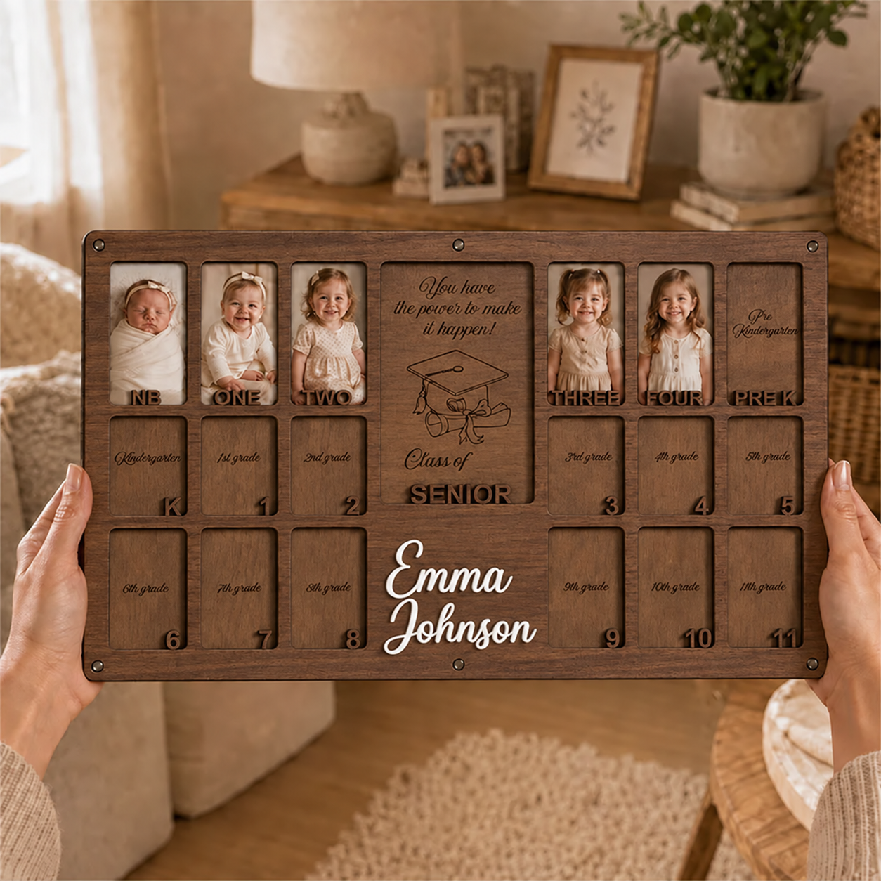 🎓 Personalized School Years Photo Frame | Newborn to Graduation Memory Keepsake